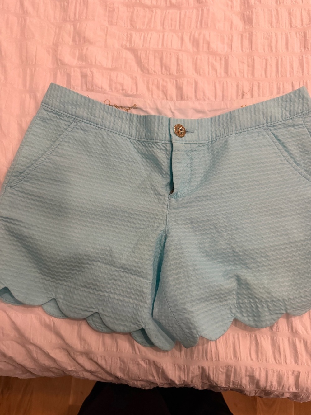 Lilly Pulitzer Light Blue Scalloped Hem Skort